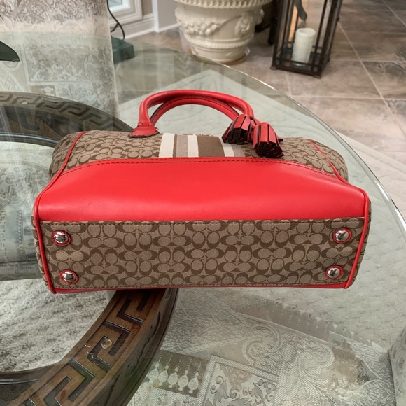 COACH SIGNATURE CANDACE STRIPE SATCHEL BAG!🧡🤎 - Picture 6 of 11